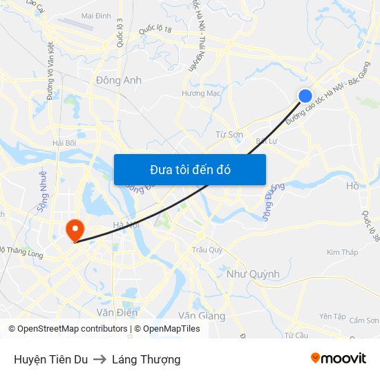 Huyện Tiên Du to Láng Thượng map