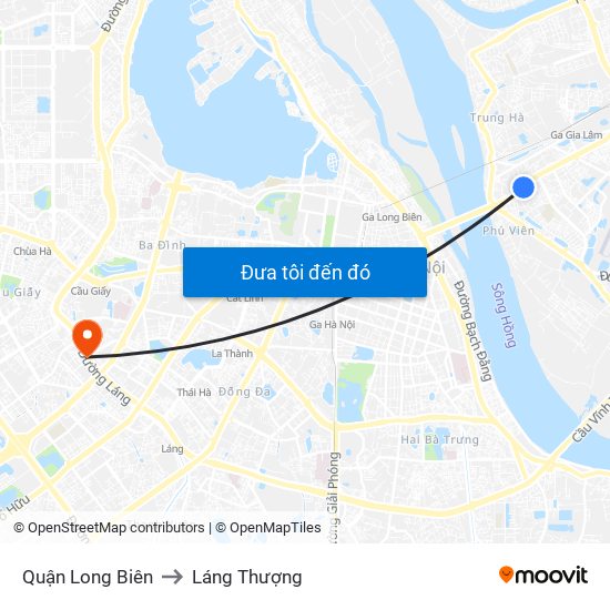 Quận Long Biên to Láng Thượng map
