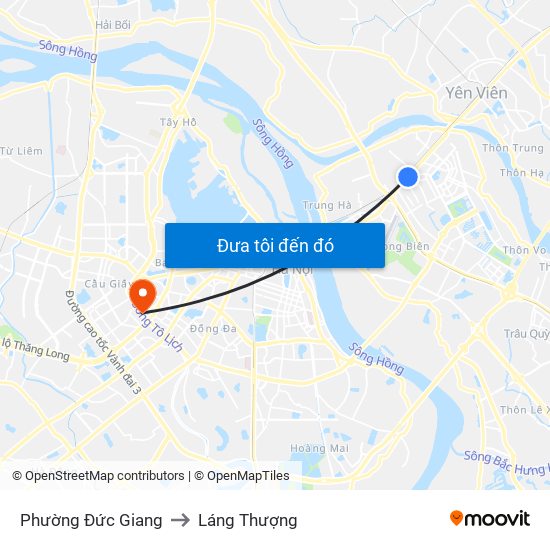 Phường Đức Giang to Láng Thượng map