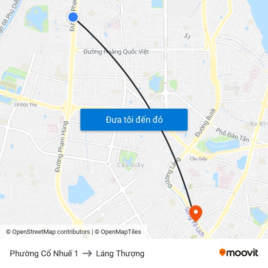 Phường Cổ Nhuế 1 to Láng Thượng map