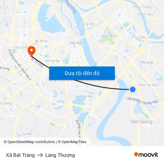 Xã Bát Tràng to Láng Thượng map