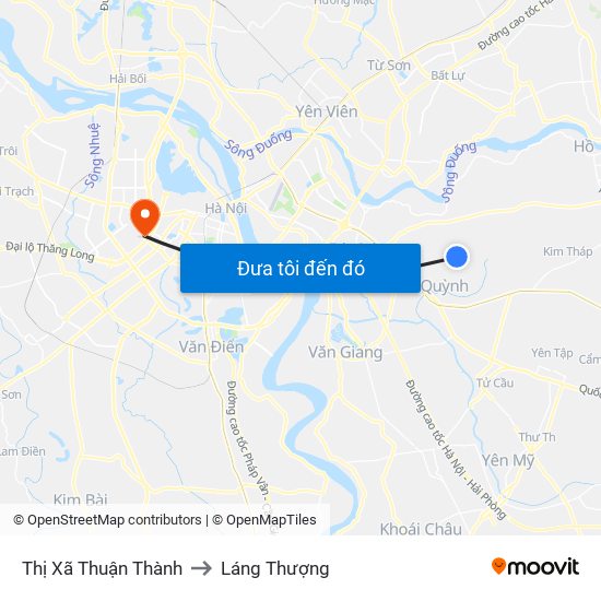 Thị Xã Thuận Thành to Láng Thượng map