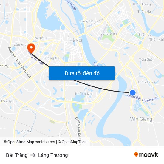 Bát Tràng to Láng Thượng map