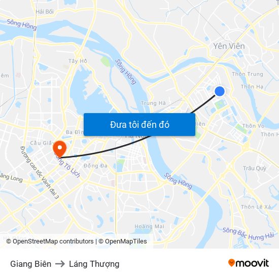 Giang Biên to Láng Thượng map