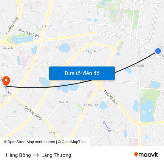 Hàng Bông to Láng Thượng map