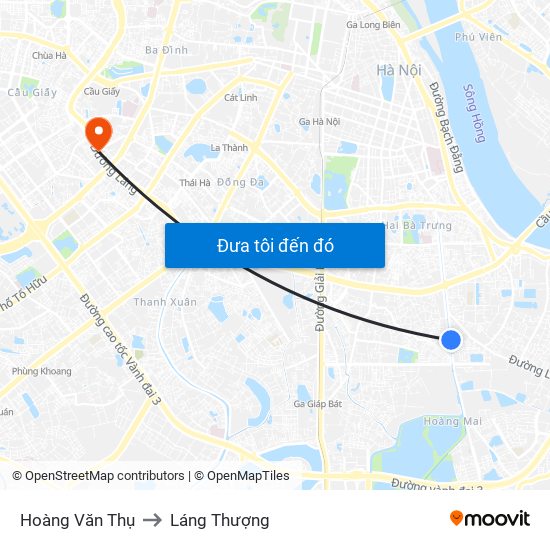 Hoàng Văn Thụ to Láng Thượng map