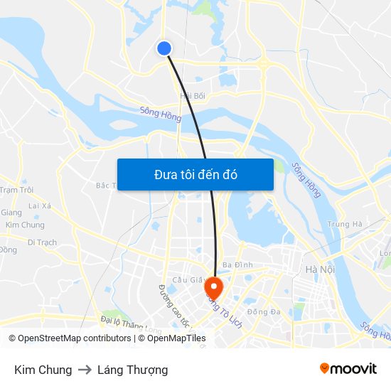 Kim Chung to Láng Thượng map