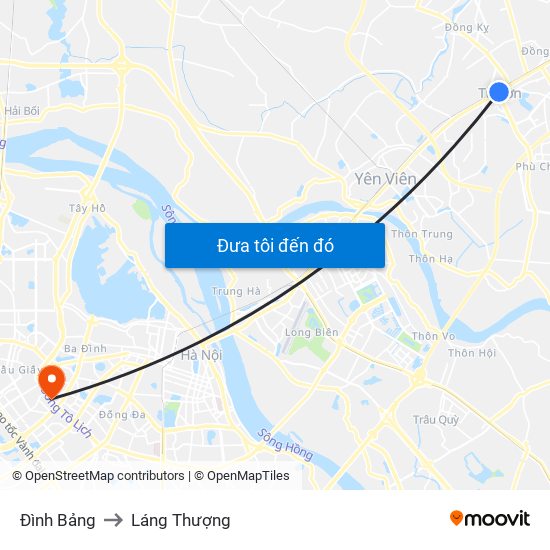 Đình Bảng to Láng Thượng map