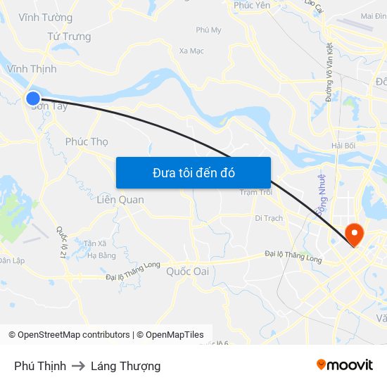 Phú Thịnh to Láng Thượng map