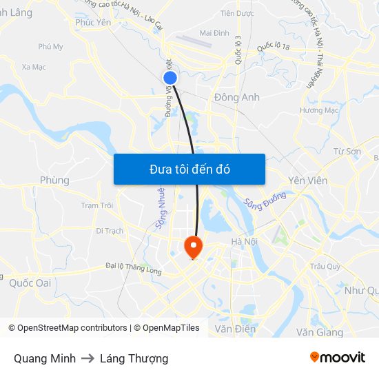 Quang Minh to Láng Thượng map