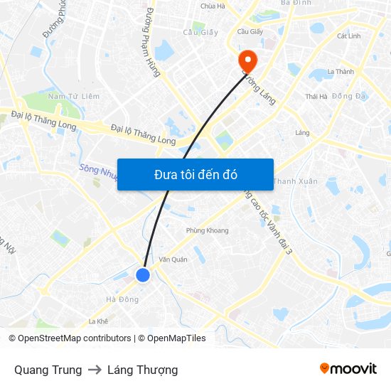Quang Trung to Láng Thượng map