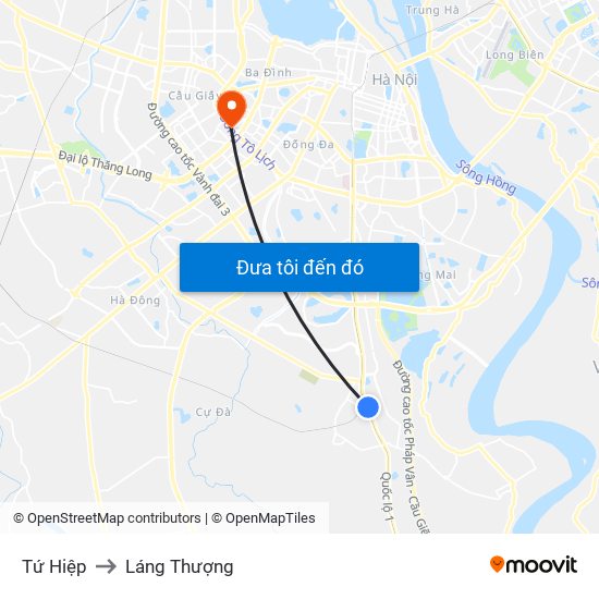 Tứ Hiệp to Láng Thượng map