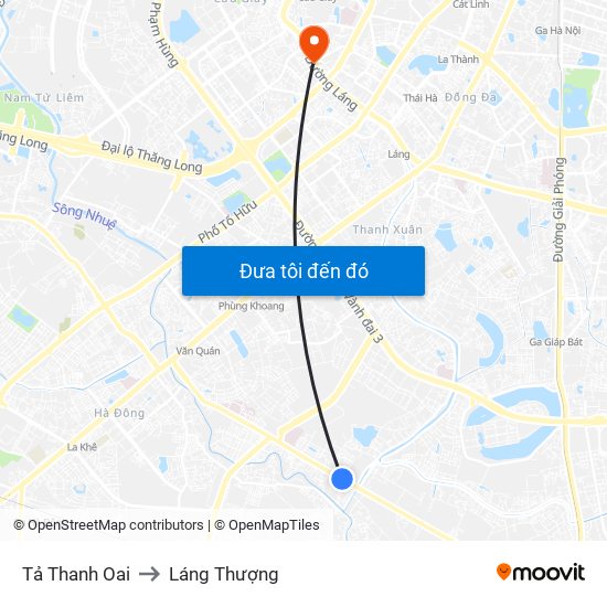 Tả Thanh Oai to Láng Thượng map