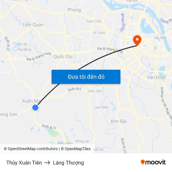 Thủy Xuân Tiên to Láng Thượng map