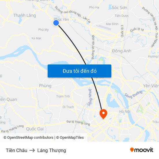 Tiền Châu to Láng Thượng map