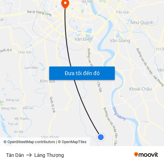 Tân Dân to Láng Thượng map