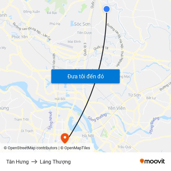 Tân Hưng to Láng Thượng map