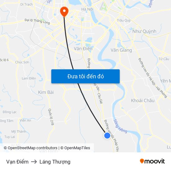 Vạn Điểm to Láng Thượng map