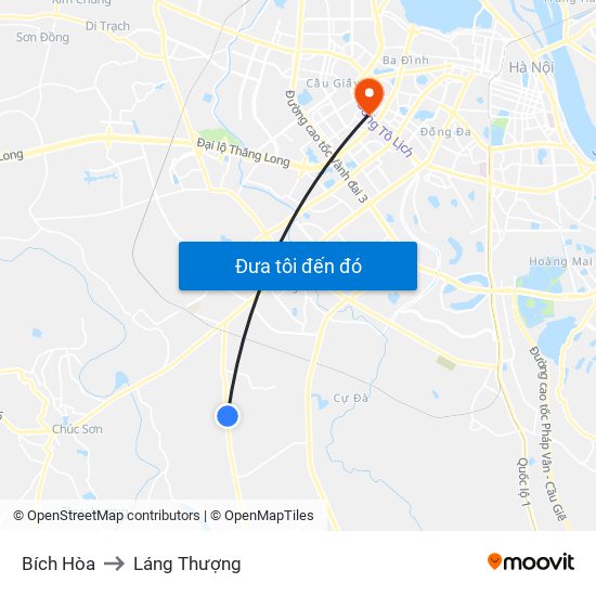 Bích Hòa to Láng Thượng map