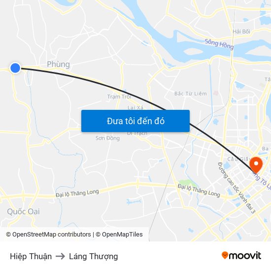 Hiệp Thuận to Láng Thượng map