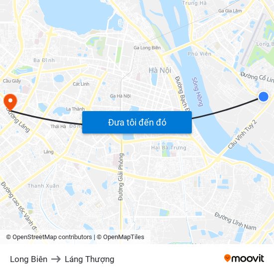 Long Biên to Láng Thượng map