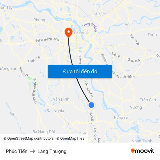 Phúc Tiến to Láng Thượng map