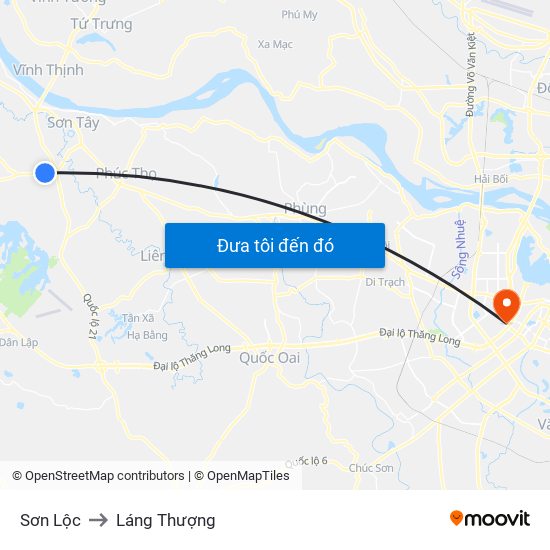 Sơn Lộc to Láng Thượng map