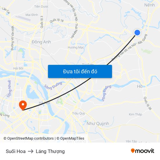 Suối Hoa to Láng Thượng map