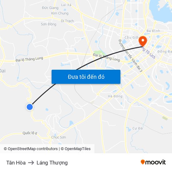 Tân Hòa to Láng Thượng map