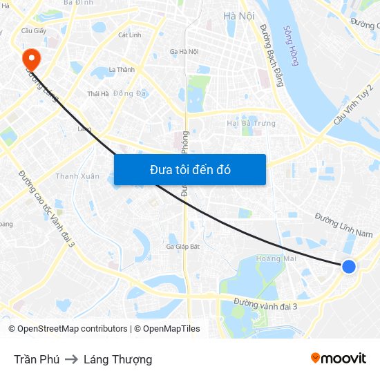 Trần Phú to Láng Thượng map