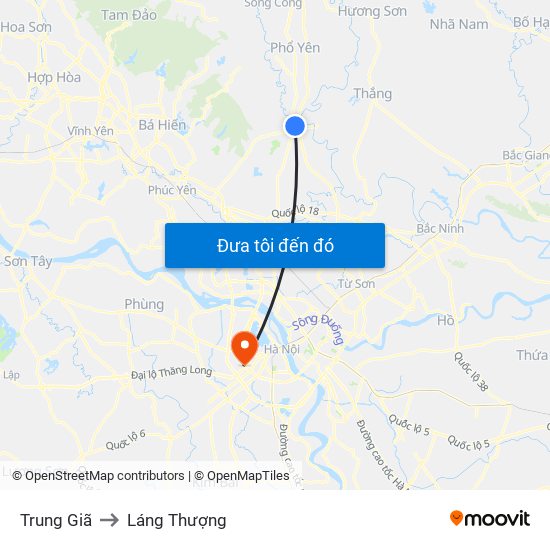 Trung Giã to Láng Thượng map