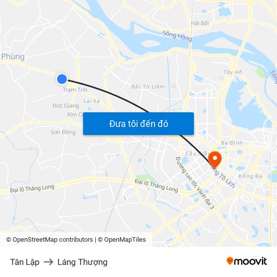 Tân Lập to Láng Thượng map