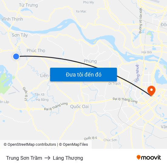 Trung Sơn Trầm to Láng Thượng map