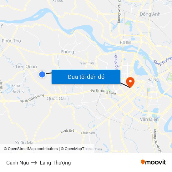 Canh Nậu to Láng Thượng map