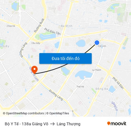 Bộ Y Tế - 138a Giảng Võ to Láng Thượng map