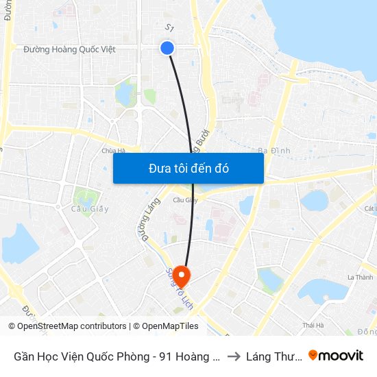 Gần Học Viện Quốc Phòng - 91 Hoàng Quốc Việt to Láng Thượng map