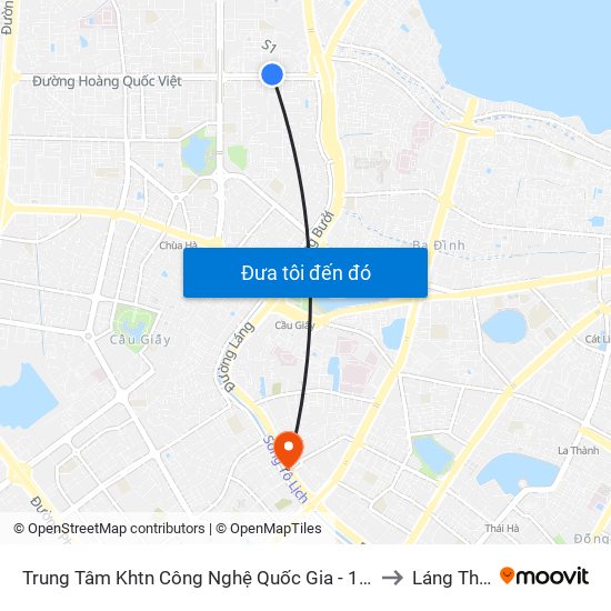 Trung Tâm Khtn Công Nghệ Quốc Gia - 18 Hoàng Quốc Việt to Láng Thượng map