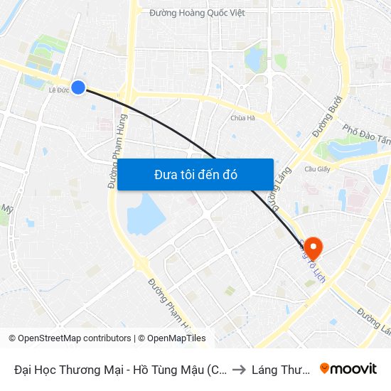 Đại Học Thương Mại - Hồ Tùng Mậu (Cột Sau) to Láng Thượng map