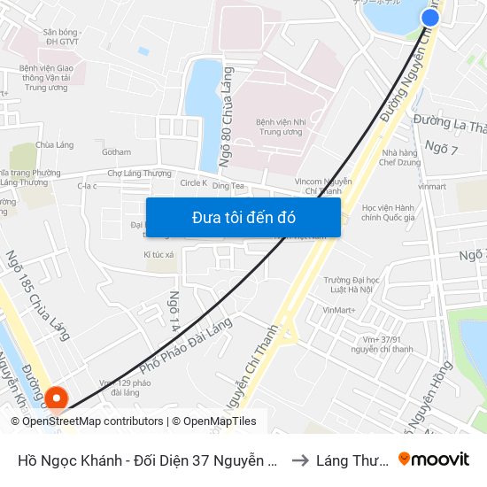 Hồ Ngọc Khánh - Đối Diện 37 Nguyễn Chí Thanh to Láng Thượng map