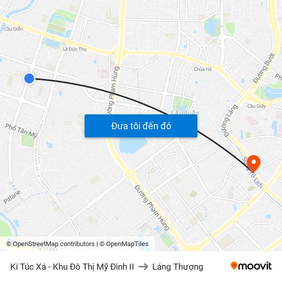 Kí Túc Xá - Khu Đô Thị Mỹ Đình II to Láng Thượng map