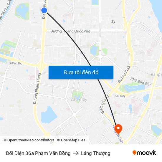 Đối Diện 36a Phạm Văn Đồng to Láng Thượng map