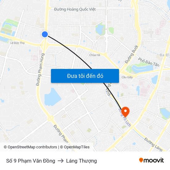 Số 9 Phạm Văn Đồng to Láng Thượng map