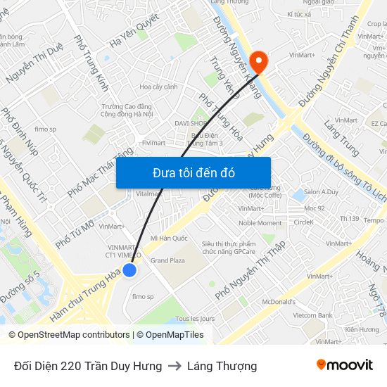 Đối Diện 220 Trần Duy Hưng to Láng Thượng map