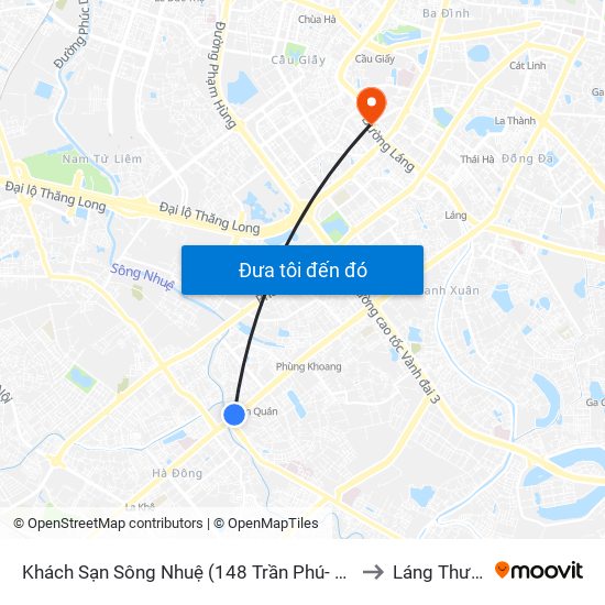 Khách Sạn Sông Nhuệ (148 Trần Phú- Hà Đông) to Láng Thượng map