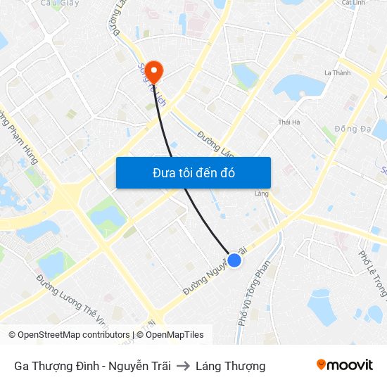Ga Thượng Đình - Nguyễn Trãi to Láng Thượng map