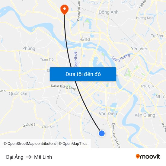 Đại Áng to Mê Linh map