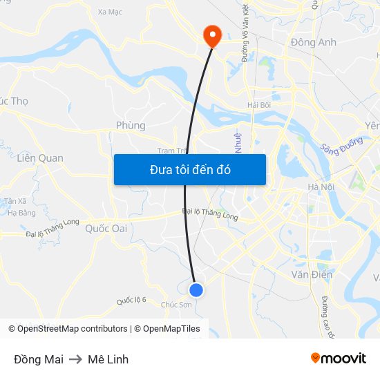 Đồng Mai to Mê Linh map