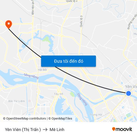 Yên Viên (Thị Trấn ) to Mê Linh map