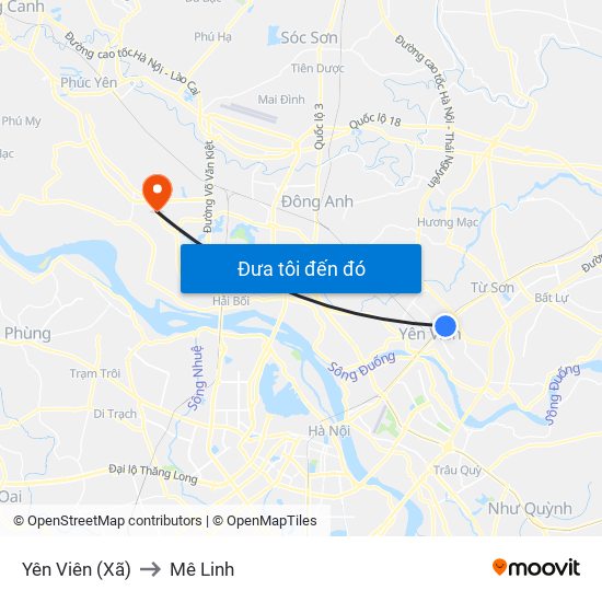 Yên Viên (Xã) to Mê Linh map