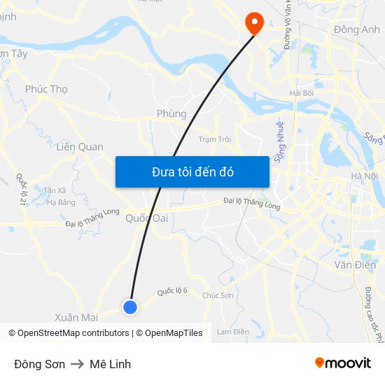 Đông Sơn to Mê Linh map